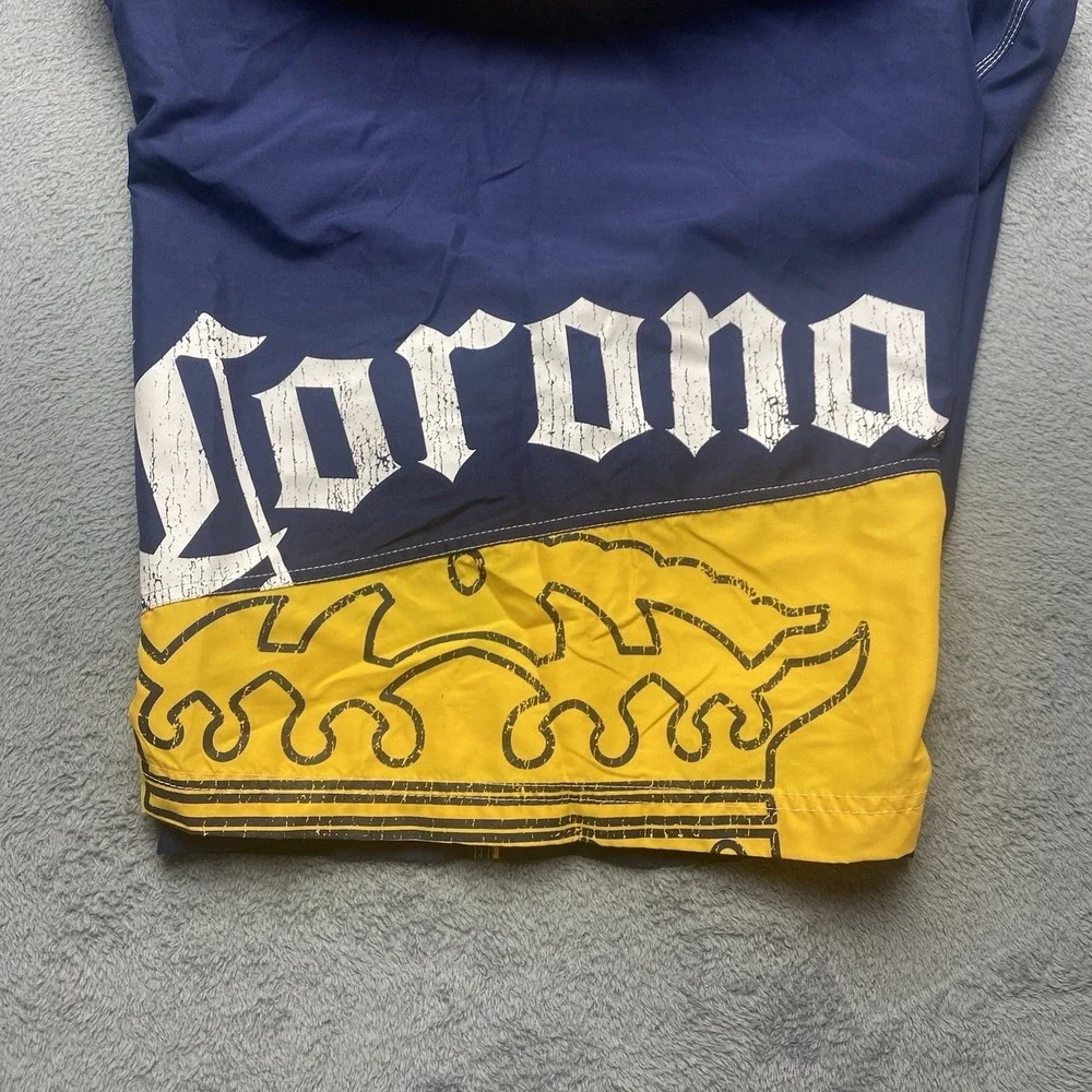 Corona Extra Beer Board Short Mens 36 Blue Yellow Swim Trunks Bathing Suit